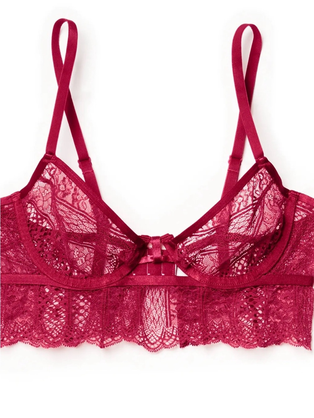 Adore Me Lace Underwire Bralette in Burgundy Red